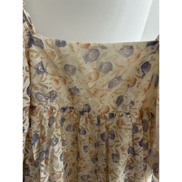 Storia Floral Femenine Romantic Babydoll Mini Dress M Fairy Coquette Spring - Picture 11 of 16